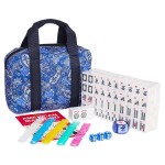 GUSTARIA American Mahjong Set, 166 White Engraved Tiles (1.2), Mahjong Tile Set with Blue Printed Carrying Bag for Travel, Without Rack/Pushers