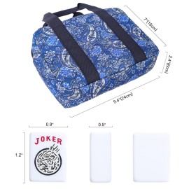 GUSTARIA American Mahjong Set, 166 White Engraved Tiles (1.2), Mahjong Tile Set with Blue Printed Carrying Bag for Travel, Without Rack/Pushers GUSTARIA American Mahjong Set, 166 White Engraved Tiles (1.2), Mahjong Tile Set with Blue Printed Carrying Bag for Travel, Without Rack/Pushers
