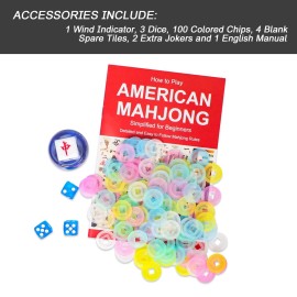 GUSTARIA American Mahjong Set, 166 White Engraved Tiles (1.2), Mahjong Tile Set with Blue Printed Carrying Bag for Travel, Without Rack/Pushers GUSTARIA American Mahjong Set, 166 White Engraved Tiles (1.2), Mahjong Tile Set with Blue Printed Carrying Bag for Travel, Without Rack/Pushers