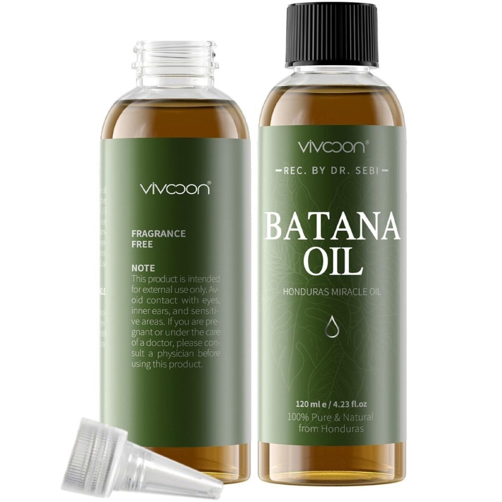 Vivccon Batana Oil for Hair Growth,100% Pure & Natural Raw Batana Oil, Dr. Sebi Organic from Honduras,Care for Hair Thickness,Scalp&Skin,4.23 fl oz,1 Bottle with 2 Caps Vivccon Batana Oil for Hair Growth,100% Pure & Natural Raw Batana Oil, Dr. Sebi Organic from Honduras,Care for Hair Thickness,Scalp&Skin,4.23 fl oz,1 Bottle with 2 Caps