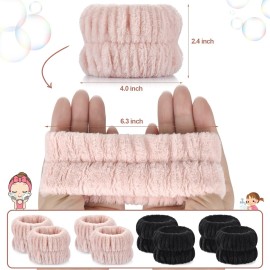 Darfukei Wrist Bands for Washing Face, 4pcs Spa Face Washing Wristbands, Microfiber Arm Wrist Towels, Absorbent Wash Wristbands for Woman Men, Prevent Water from Spilling Down Your Arms
