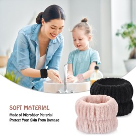 Darfukei Wrist Bands for Washing Face, 4pcs Spa Face Washing Wristbands, Microfiber Arm Wrist Towels, Absorbent Wash Wristbands for Woman Men, Prevent Water from Spilling Down Your Arms