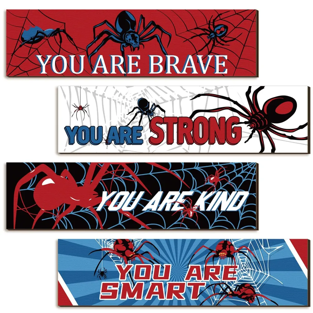 Geetery 4 Pcs Bedroom Wall Decor Boys Spider Room Decor for Kids Inspirational Wooden Hanging Sign Motivational Quote Car Wall sign for Boys Kids Nursery Playroom Kindergarten(11.8 x 3.1 Inch) Geetery 4 Pcs Bedroom Wall Decor Boys Spider Room Decor for Kids Inspirational Wooden Hanging Sign Motivational Quote Car Wall sign for Boys Kids Nursery Playroom Kindergarten(11.8 x 3.1 Inch)