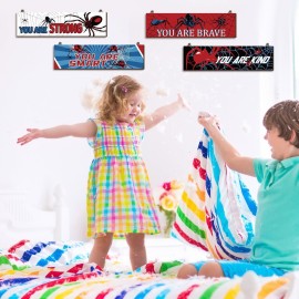 Geetery 4 Pcs Bedroom Wall Decor Boys Spider Room Decor for Kids Inspirational Wooden Hanging Sign Motivational Quote Car Wall sign for Boys Kids Nursery Playroom Kindergarten(11.8 x 3.1 Inch) Geetery 4 Pcs Bedroom Wall Decor Boys Spider Room Decor for Kids Inspirational Wooden Hanging Sign Motivational Quote Car Wall sign for Boys Kids Nursery Playroom Kindergarten(11.8 x 3.1 Inch)