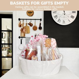 CHICVITA Small Basket for Gifts, Easter Basket White Empty Gift Baskets with Bags & Ribbons Durable Rope Storage Baskets for Kids, 12x 8x 5 CHICVITA Small Basket for Gifts, Easter Basket White Empty Gift Baskets with Bags & Ribbons Durable Rope Storage Baskets for Kids, 12x 8x 5
