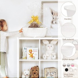 CHICVITA Small Basket for Gifts, Easter Basket White Empty Gift Baskets with Bags & Ribbons Durable Rope Storage Baskets for Kids, 12x 8x 5 CHICVITA Small Basket for Gifts, Easter Basket White Empty Gift Baskets with Bags & Ribbons Durable Rope Storage Baskets for Kids, 12x 8x 5