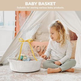 CHICVITA Small Basket for Gifts, Easter Basket White Empty Gift Baskets with Bags & Ribbons Durable Rope Storage Baskets for Kids, 12x 8x 5 CHICVITA Small Basket for Gifts, Easter Basket White Empty Gift Baskets with Bags & Ribbons Durable Rope Storage Baskets for Kids, 12x 8x 5