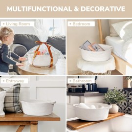CHICVITA Small Basket for Gifts, Easter Basket White Empty Gift Baskets with Bags & Ribbons Durable Rope Storage Baskets for Kids, 12x 8x 5 CHICVITA Small Basket for Gifts, Easter Basket White Empty Gift Baskets with Bags & Ribbons Durable Rope Storage Baskets for Kids, 12x 8x 5