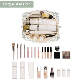 Narwey Checkered Makeup Bag Travel Cosmetic Bag Organizer Toiletry Bag Make Up Bags with Compartments for Women Girls (Large, Mint Green Checkerboard) Narwey Checkered Makeup Bag Travel Cosmetic Bag Organizer Toiletry Bag Make Up Bags with Compartments for Women Girls (Large, Mint Green Checkerboard)
