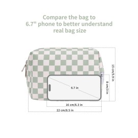 Narwey Checkered Makeup Bag Travel Cosmetic Bag Organizer Toiletry Bag Make Up Bags with Compartments for Women Girls (Large, Mint Green Checkerboard) Narwey Checkered Makeup Bag Travel Cosmetic Bag Organizer Toiletry Bag Make Up Bags with Compartments for Women Girls (Large, Mint Green Checkerboard)