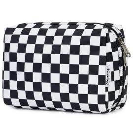 Large Makeup Bag Zipper Pouch Travel Cosmetic Organizer for Women (Large, Black Checkerboard) Large Makeup Bag Zipper Pouch Travel Cosmetic Organizer for Women (Large, Black Checkerboard)
