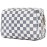 Large Makeup Bag Zipper Pouch Travel Cosmetic Organizer for Women (Large, Grayish Blue Checkerboard)