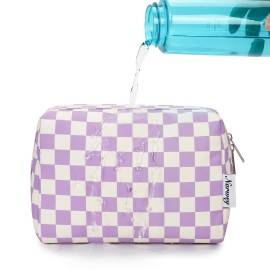 Large Makeup Bag Zipper Pouch Travel Cosmetic Organizer for Women (Large, Purple Checkerboard) Large Makeup Bag Zipper Pouch Travel Cosmetic Organizer for Women (Large, Purple Checkerboard)