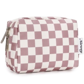 Narwey Small Makeup Bag for Purse Travel Makeup Pouch Mini Cosmetic Bag for Women (Dusty Rose Checkerboard, Small) Narwey Small Makeup Bag for Purse Travel Makeup Pouch Mini Cosmetic Bag for Women (Dusty Rose Checkerboard, Small)