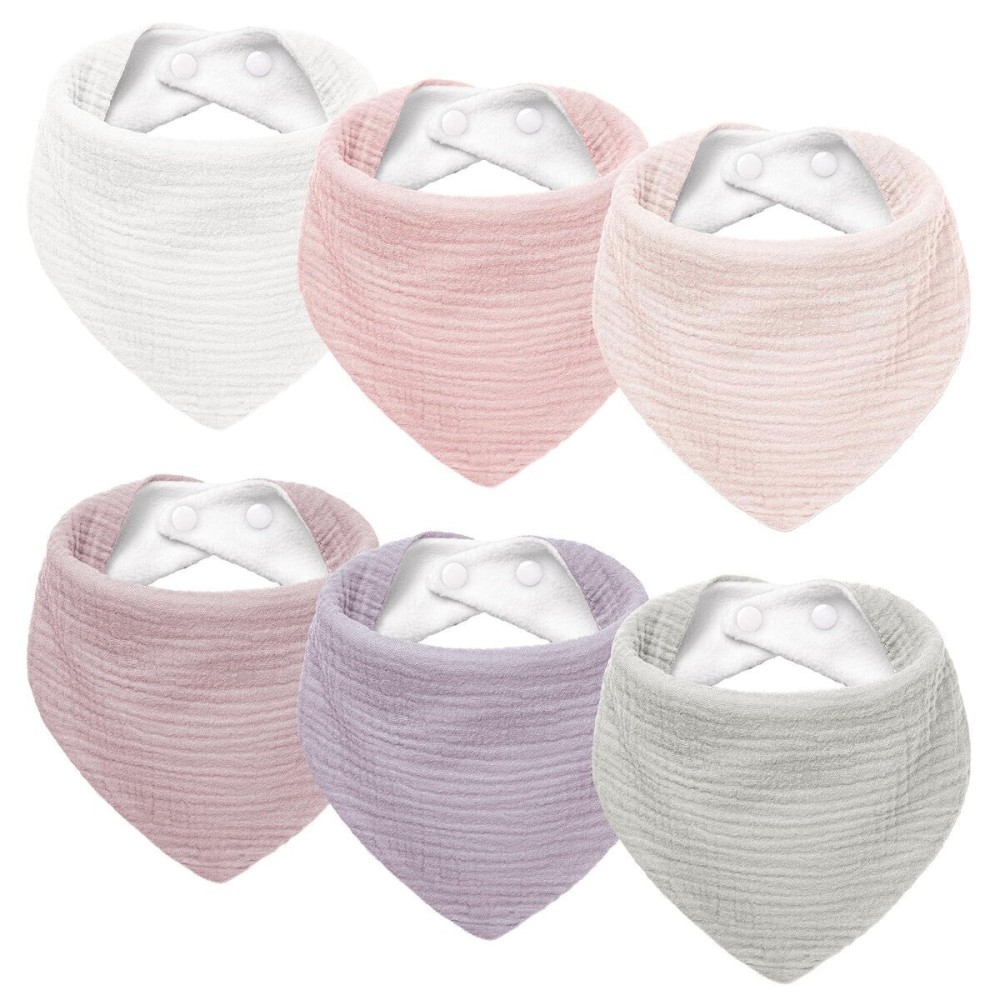Susurration Muslin Baby Drool Bibs 6Pack Soft Triangular Adjustable Baby Bandana Bibs for Unisex Girls & Boys (Pink) Susurration Muslin Baby Drool Bibs 6Pack Soft Triangular Adjustable Baby Bandana Bibs for Unisex Girls & Boys (Pink)