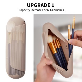 AGIKET Silicone Makeup Brush Holder Travel Cosmetic BagSoft Portable Cosmetic Face Brushes Holder with Upgrade Anti-Fall Out Magnetic Closure, Large Travel Makeup Brush Case - Walnut AGIKET Silicone Makeup Brush Holder Travel Cosmetic BagSoft Portable Cosmetic Face Brushes Holder with Upgrade Anti-Fall Out Magnetic Closure, Large Travel Makeup Brush Case - Walnut