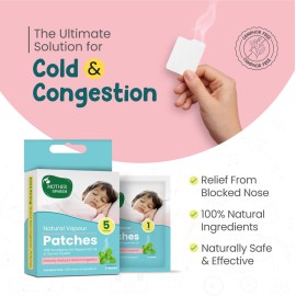 Mother Sparsh Natural Vapour Patches For Kids With Eucalyptus Oil, Peppermint Oil & Thymol Crystal (Camphor Free) | Quick Relief from Runny Nose & Nasal Congestion | Lasts Upto 8 Hrs-(Pack of 5) Mother Sparsh Natural Vapour Patches For Kids With Eucalyptus Oil, Peppermint Oil & Thymol Crystal (Camphor Free) | Quick Relief from Runny Nose & Nasal Congestion | Lasts Upto 8 Hrs-(Pack of 5)