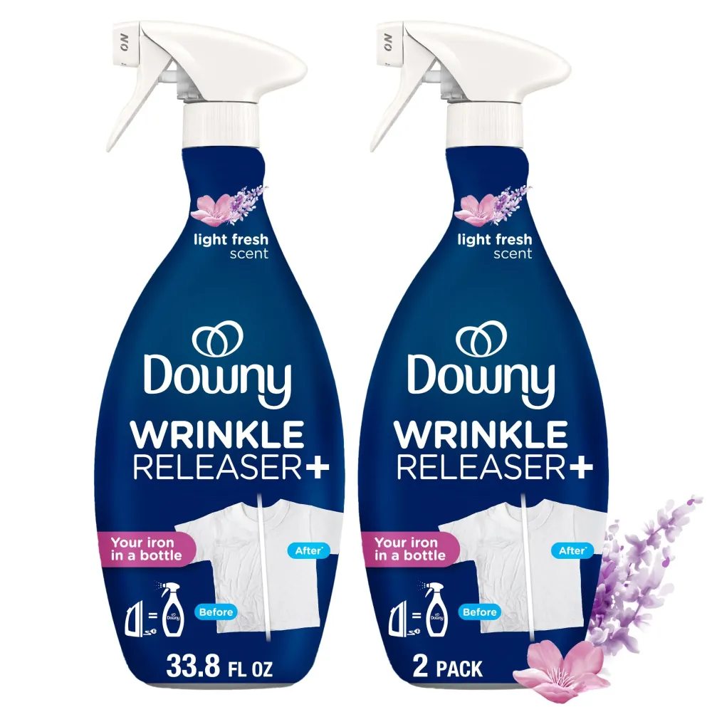 Downy Wrinkle Releaser Spray, All In One Wrinkle Release Spray, Odor Eliminator, Static Remover, Fabric Refresher & Ironing Aid for Clothes, 33.8 Fl Oz (Pack of 2), Light Fresh Scent Downy Wrinkle Releaser Spray, All In One Wrinkle Release Spray, Odor Eliminator, Static Remover, Fabric Refresher & Ironing Aid for Clothes, 33.8 Fl Oz (Pack of 2), Light Fresh Scent