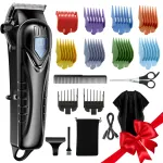 Hair Clippers for Men&Women Professional, Low Noise Cordless Hair Cutting Kit with 10 Color Combs, LED Display, Men Gifts, 5H Beard Trimmer Barber Hair Clippers Set with Scissors,Cape