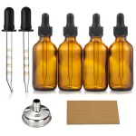 4 Pack, 2 oz Dropper Bottles with 2pcs Glass Pipettes(1ml) - Essential Oils Bottles for Health, Personal Care & Beauty - 60ml Thick Dark Amber Glass Tincture Bottles with Eye Droppers, Leakproof