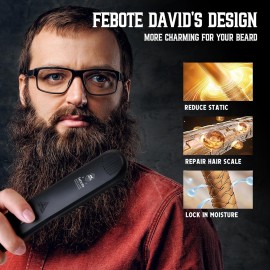 FEBOTE Heated Ionic Hair Straightening Brush for Men - 5 Temperature Settings, Anti-Scald, Beard Shaper & Travel Bag FEBOTE Heated Ionic Hair Straightening Brush for Men - 5 Temperature Settings, Anti-Scald, Beard Shaper & Travel Bag