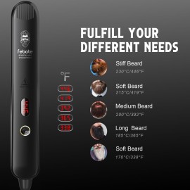 FEBOTE Heated Ionic Hair Straightening Brush for Men - 5 Temperature Settings, Anti-Scald, Beard Shaper & Travel Bag FEBOTE Heated Ionic Hair Straightening Brush for Men - 5 Temperature Settings, Anti-Scald, Beard Shaper & Travel Bag