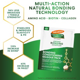 Palmer\'s Amino Bonding Complex Hair Mask, Intense Conditioning Masque Pack with Coconut Oil & Vitamin E, Heat Protectant, Anti Frizz, Adds Shine, Protects Hair Growth, All Hair Types, 2.1 oz packette Palmer\'s Amino Bonding Complex Hair Mask, Intense Conditioning Masque Pack with Coconut Oil & Vitamin E, Heat Protectant, Anti Frizz, Adds Shine, Protects Hair Growth, All Hair Types, 2.1 oz packette