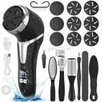 Electric Callus Remover for Feet (with Dander Vacuum), Portable Pedicure Kit Foot File Callus Remover, Rechargeable Waterproof Foot File for Foot Care Deadskin Remover with 9Head&LCD Display