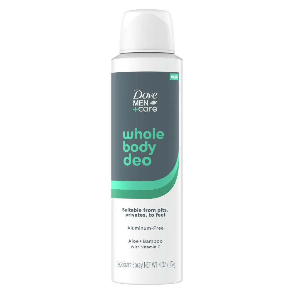 Dove Men+Care Whole Body Deo Aluminum-Free Deodorant Spray Aloe + Bamboo Suitable from Pits, Privates, to Feet 4 oz Dove Men+Care Whole Body Deo Aluminum-Free Deodorant Spray Aloe + Bamboo Suitable from Pits, Privates, to Feet 4 oz