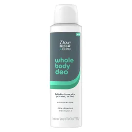 Dove Men+Care Whole Body Deo Aluminum-Free Deodorant Spray Aloe + Bamboo Suitable from Pits, Privates, to Feet 4 oz