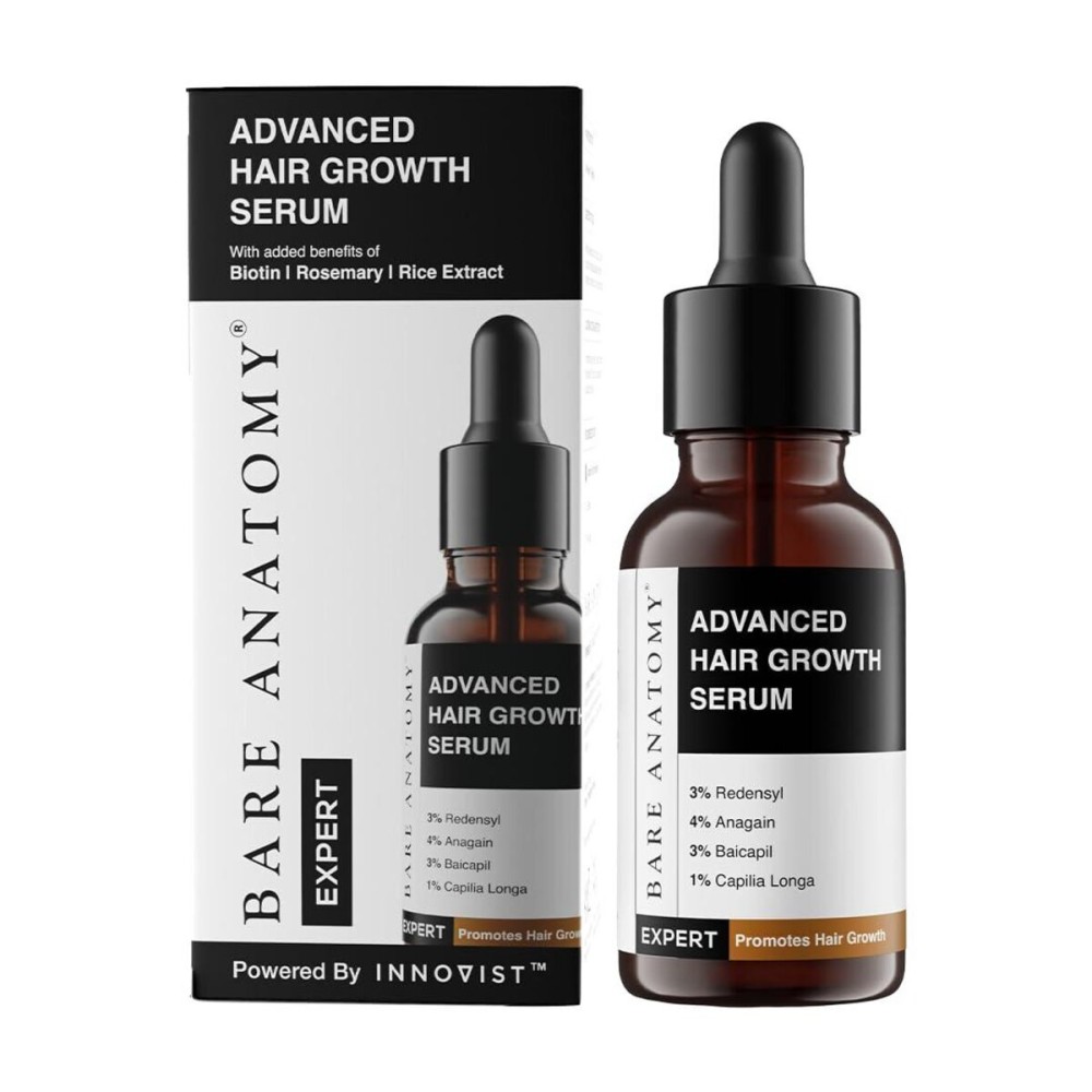 Bare Anatomy Advanced Hair Growth Serum| 3% Redensyl - 2x Better Results than Minoxidil | + 4% Anagain + 3% Baicapil | Rosemary, Biotin | Hair growth & Hair fall control serum for Women & Men | 30mL Bare Anatomy Advanced Hair Growth Serum| 3% Redensyl - 2x Better Results than Minoxidil | + 4% Anagain + 3% Baicapil | Rosemary, Biotin | Hair growth & Hair fall control serum for Women & Men | 30mL