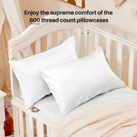 Warmstar 100% Cotton Toddler Pillowcase Set of 2, 600 Thread Count 13x18 Toddler Pillowcases Soft & Breathable, Cotton Travel Pillow Case Cover 13x 18 with Envelope Closure,White Warmstar 100% Cotton Toddler Pillowcase Set of 2, 600 Thread Count 13x18 Toddler Pillowcases Soft & Breathable, Cotton Travel Pillow Case Cover 13x 18 with Envelope Closure,White
