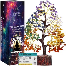 Simply Vedic 7 Chakra Healing Crystals Tree of Life, Natural Healing Gemstones Handmade Bonsai Tree for Positive Energy, Good Luck Money Wealth Vastu Reiki Feng Shui| Office Home Decor, Spiritual Gift