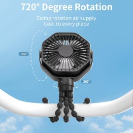 Portable Stroller Fan with Flexible Tripod, 3 Speeds Rechargeable Handheld Personal Fan, 360Rotate Battery Operated Clip On Fan for Car Seat Crib Bike Treadmill Black Portable Stroller Fan with Flexible Tripod, 3 Speeds Rechargeable Handheld Personal Fan, 360Rotate Battery Operated Clip On Fan for Car Seat Crib Bike Treadmill Black