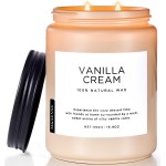 M&SENSE Vanilla Soy Candles, Large 2 Wick Jar Candle 19.4oz, 110 Hours Burning Time, 100% Natural Organic Soy Wax, Relaxing Aromatherapy Scented Candle, Housewarming Gift for Women and Men
