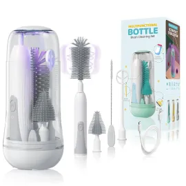 IvyWind Electric Travel Baby Bottle Brush Set with Storage Box, Automatic Bottle Cleaner Brush Kit with Silicone Bottle/Nipple/Straw Brush, Milk Frother Electric and Drainage Rack, Rechargeable, Gray IvyWind Electric Travel Baby Bottle Brush Set with Storage Box, Automatic Bottle Cleaner Brush Kit with Silicone Bottle/Nipple/Straw Brush, Milk Frother Electric and Drainage Rack, Rechargeable, Gray