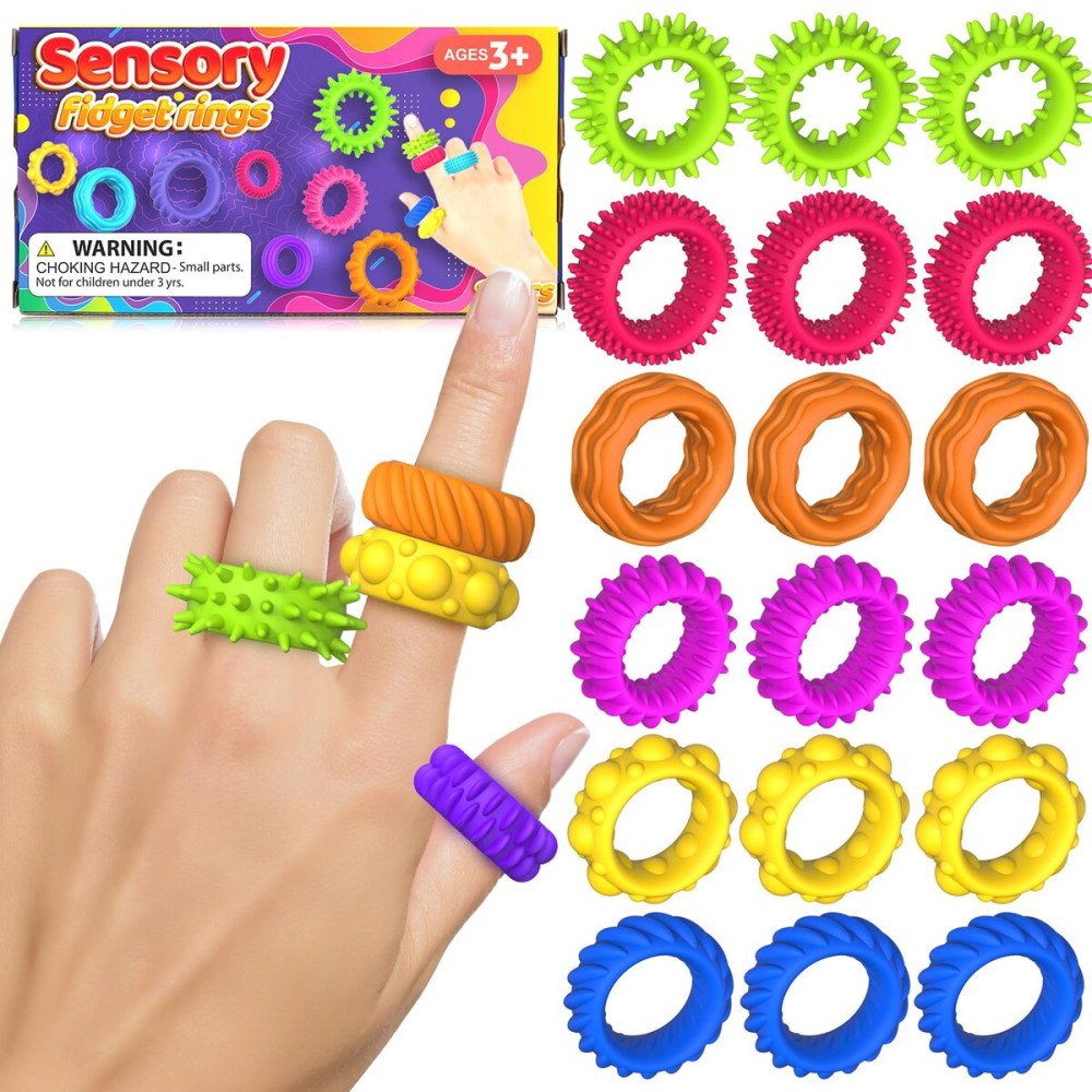 Fidget Toys Kids Sensory Rings: Fidget Ring Sensory Toys for Kids with Autism - Quiet Anxiety Fidgets for Classroom 18 Pack Fidget Toys Kids Sensory Rings: Fidget Ring Sensory Toys for Kids with Autism - Quiet Anxiety Fidgets for Classroom 18 Pack