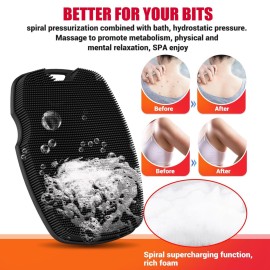 Canroom Silicone Body Scrubber - Zinc Infused-Highly Elastic Bristles Exfoliating Body Scrubber for Shower Body,Cellulite Reduction,Blood Circulation - Black