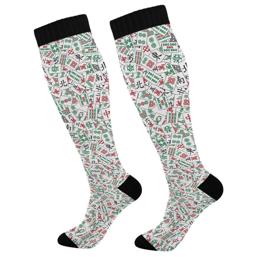 Wusikd Mahjong Tiles Compression Socks for Women and Men Circulation Long Socks for Athletic Running 2 Wusikd Mahjong Tiles Compression Socks for Women and Men Circulation Long Socks for Athletic Running 2