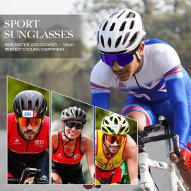 gesruny Polarized Sport Sunglasses for Men and Women, Lightweight TR90 Sun Glasses with UV Protection for Cycling Running