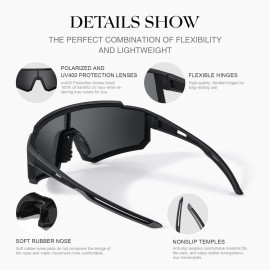 gesruny Polarized Sport Sunglasses for Men and Women, Lightweight TR90 Sun Glasses with UV Protection for Cycling Running