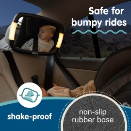 Onco LED Baby Car Mirror with Light - 2 Modes for Day & Night Driving, 100% Shatterproof & Shakeproof Car Mirror for Baby with 360 Rotation