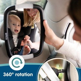 Onco LED Baby Car Mirror with Light - 2 Modes for Day & Night Driving, 100% Shatterproof & Shakeproof Car Mirror for Baby with 360 Rotation