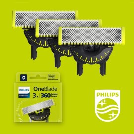 Genuine Philips OneBlade 360 Replacement Blades, For OneBlade Electric Shaver and Trimmer, 3 Pack, Model QP430/60 Genuine Philips OneBlade 360 Replacement Blades, For OneBlade Electric Shaver and Trimmer, 3 Pack, Model QP430/60