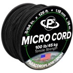 Paracord Planet Micro Paracord - Thin Braided Cord for Crafting, Fishing, and DIY Projects in 125 ft Spools - Black