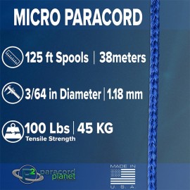 Paracord Planet Micro Paracord - Thin Braided Cord for Crafting, Fishing, and DIY Projects in 125 ft Spools - Black Paracord Planet Micro Paracord - Thin Braided Cord for Crafting, Fishing, and DIY Projects in 125 ft Spools - Black