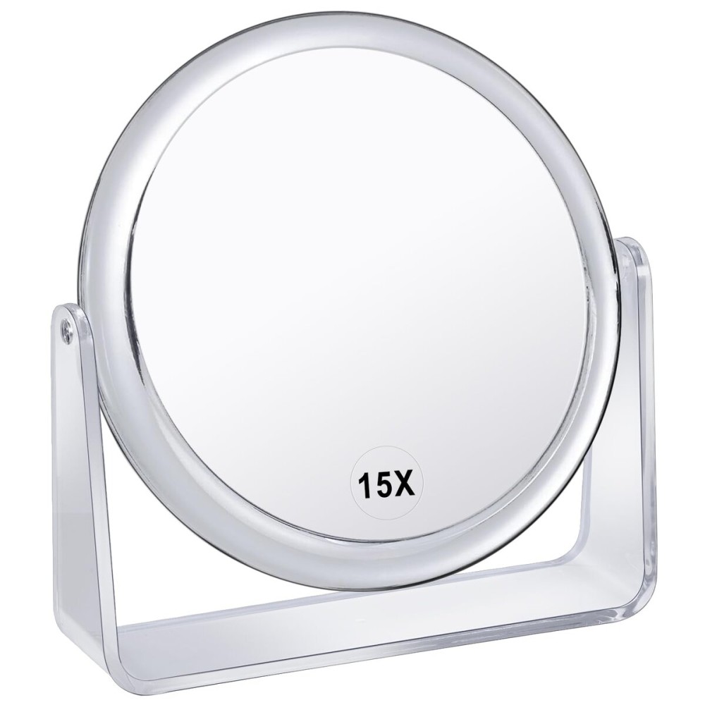 15X Vanity Mirror Makeup Mirror,1X/15X Magnification Double Sided Magnifying Mirror,360 Degree Swivel Desk Mirror,Portable Table Counter top Mirror for Bathroom Shaving Mirror,Gift for Women 15X Vanity Mirror Makeup Mirror,1X/15X Magnification Double Sided Magnifying Mirror,360 Degree Swivel Desk Mirror,Portable Table Counter top Mirror for Bathroom Shaving Mirror,Gift for Women