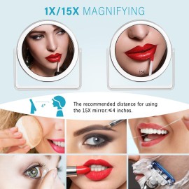 15X Vanity Mirror Makeup Mirror,1X/15X Magnification Double Sided Magnifying Mirror,360 Degree Swivel Desk Mirror,Portable Table Counter top Mirror for Bathroom Shaving Mirror,Gift for Women 15X Vanity Mirror Makeup Mirror,1X/15X Magnification Double Sided Magnifying Mirror,360 Degree Swivel Desk Mirror,Portable Table Counter top Mirror for Bathroom Shaving Mirror,Gift for Women
