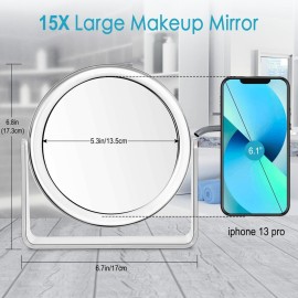 15X Vanity Mirror Makeup Mirror,1X/15X Magnification Double Sided Magnifying Mirror,360 Degree Swivel Desk Mirror,Portable Table Counter top Mirror for Bathroom Shaving Mirror,Gift for Women 15X Vanity Mirror Makeup Mirror,1X/15X Magnification Double Sided Magnifying Mirror,360 Degree Swivel Desk Mirror,Portable Table Counter top Mirror for Bathroom Shaving Mirror,Gift for Women