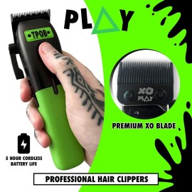 TPOB Play Barber Hair Clippers for Men 7500 RPM with Rubber Green/Black/Pink Grips (Black) TPOB Play Barber Hair Clippers for Men 7500 RPM with Rubber Green/Black/Pink Grips (Black)